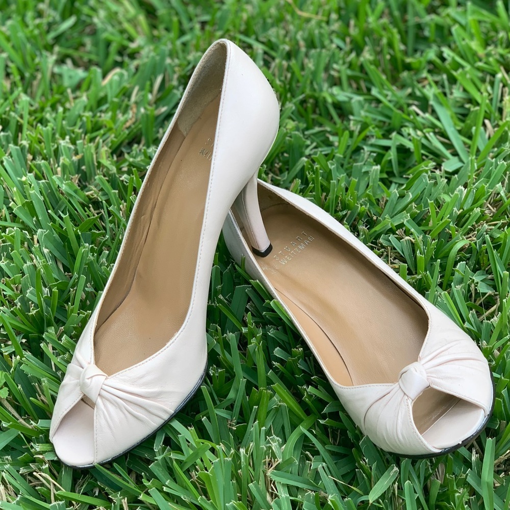 Stuart Weitzman Patent Leather Peep-Toe Pumps